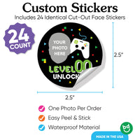 Custom Face Round Stickers - Video Game - 24 Ct