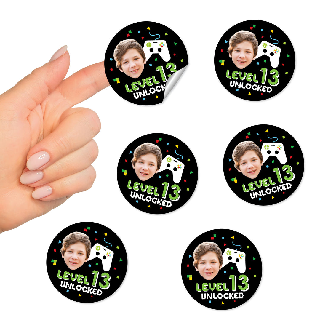 Custom Face Round Stickers - Video Game - 24 Ct