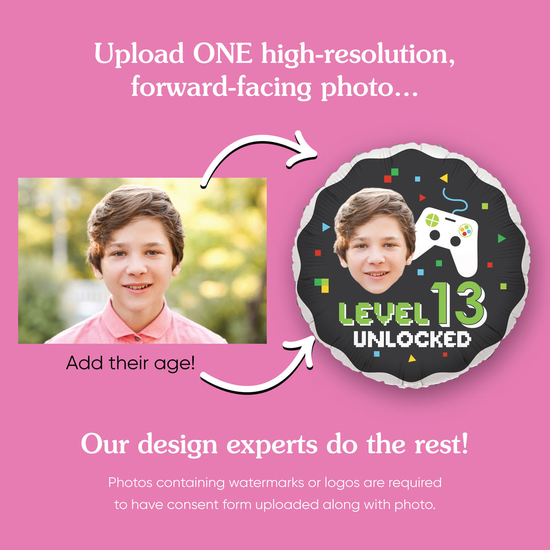 Custom Face Balloon - Game Zone - Double Sided - 1 Ct