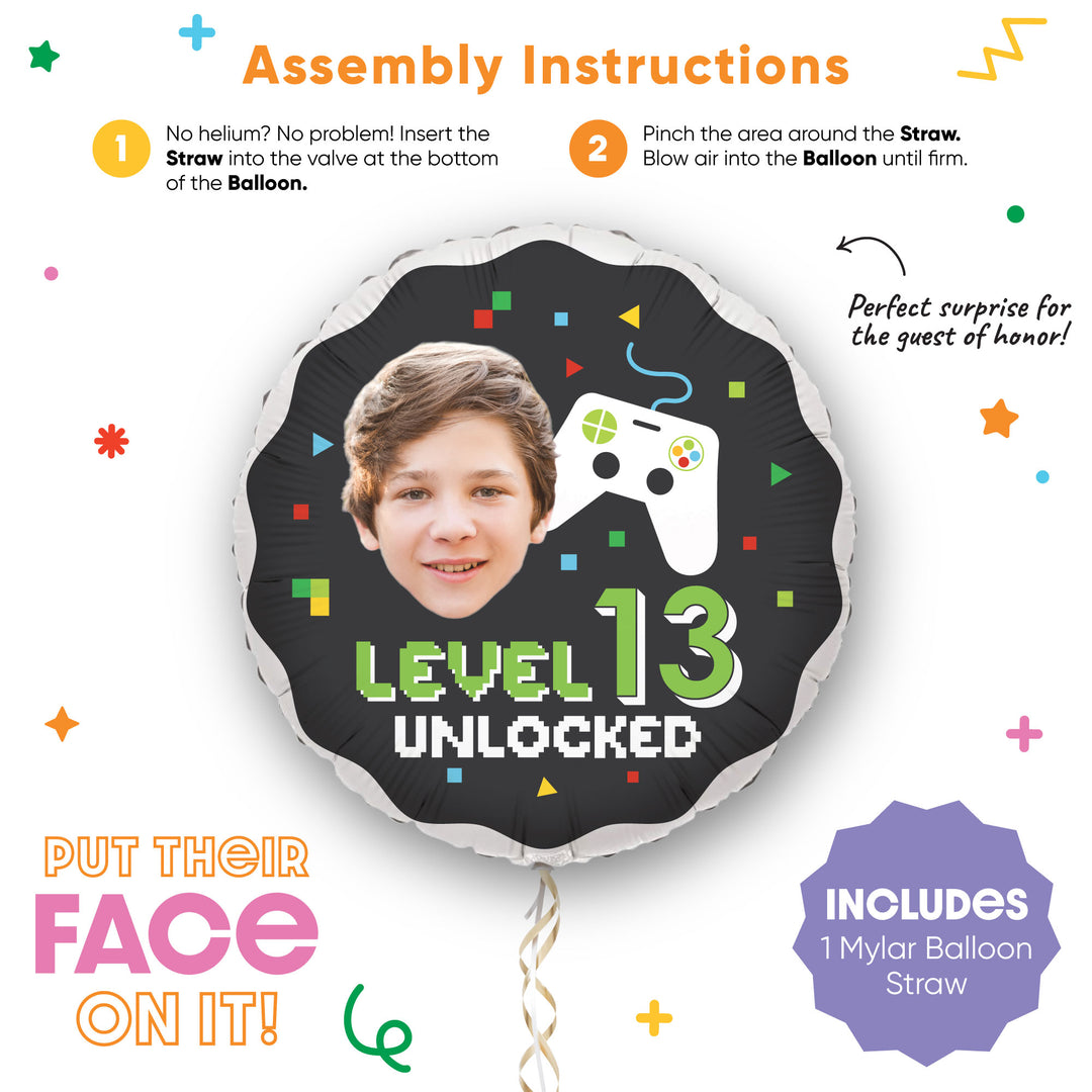 Custom Face Balloon - Game Zone - Double Sided - 1 Ct