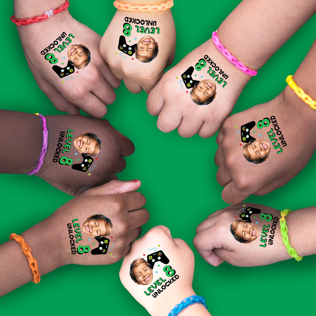 Custom Video Game Birthday Party Temporary Tattoos - 12 Ct