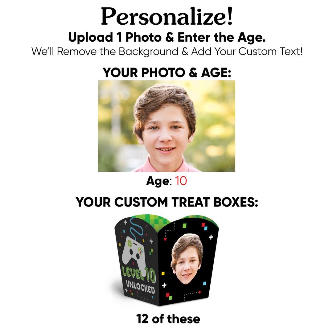 Custom Face Video Game Treat Boxes - 12 Ct