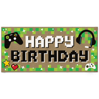 Game Zone happy birthday kraft paper banner gamer theme