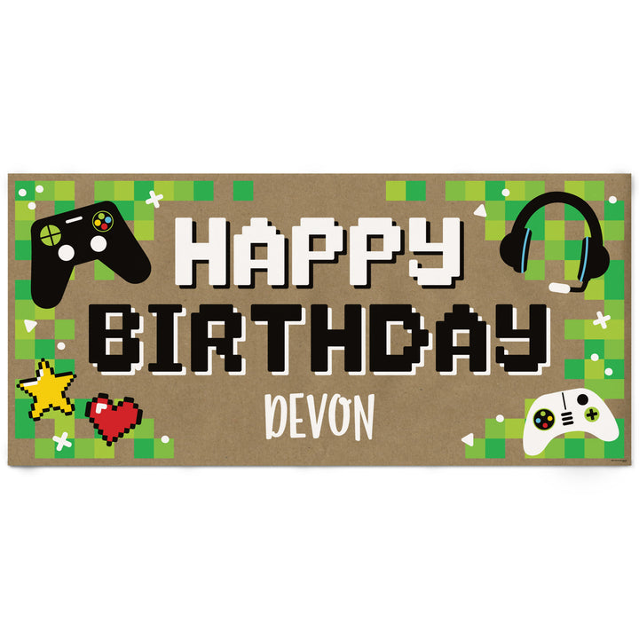 Personalized Game Zone Happy Birthday kraft banner