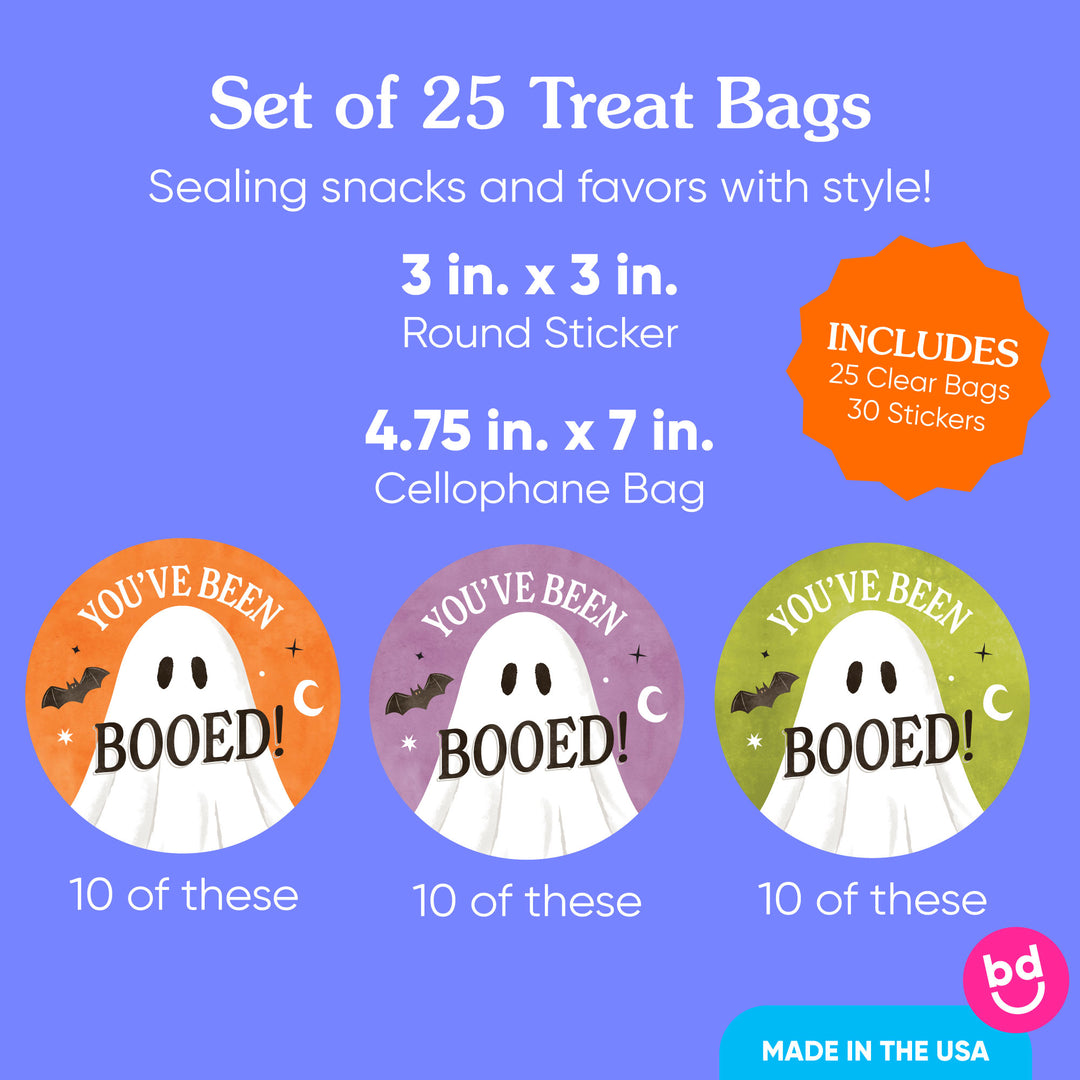 Ghostly You've Been Booed Stickers & Clear Cookie Bags - 25 Ct