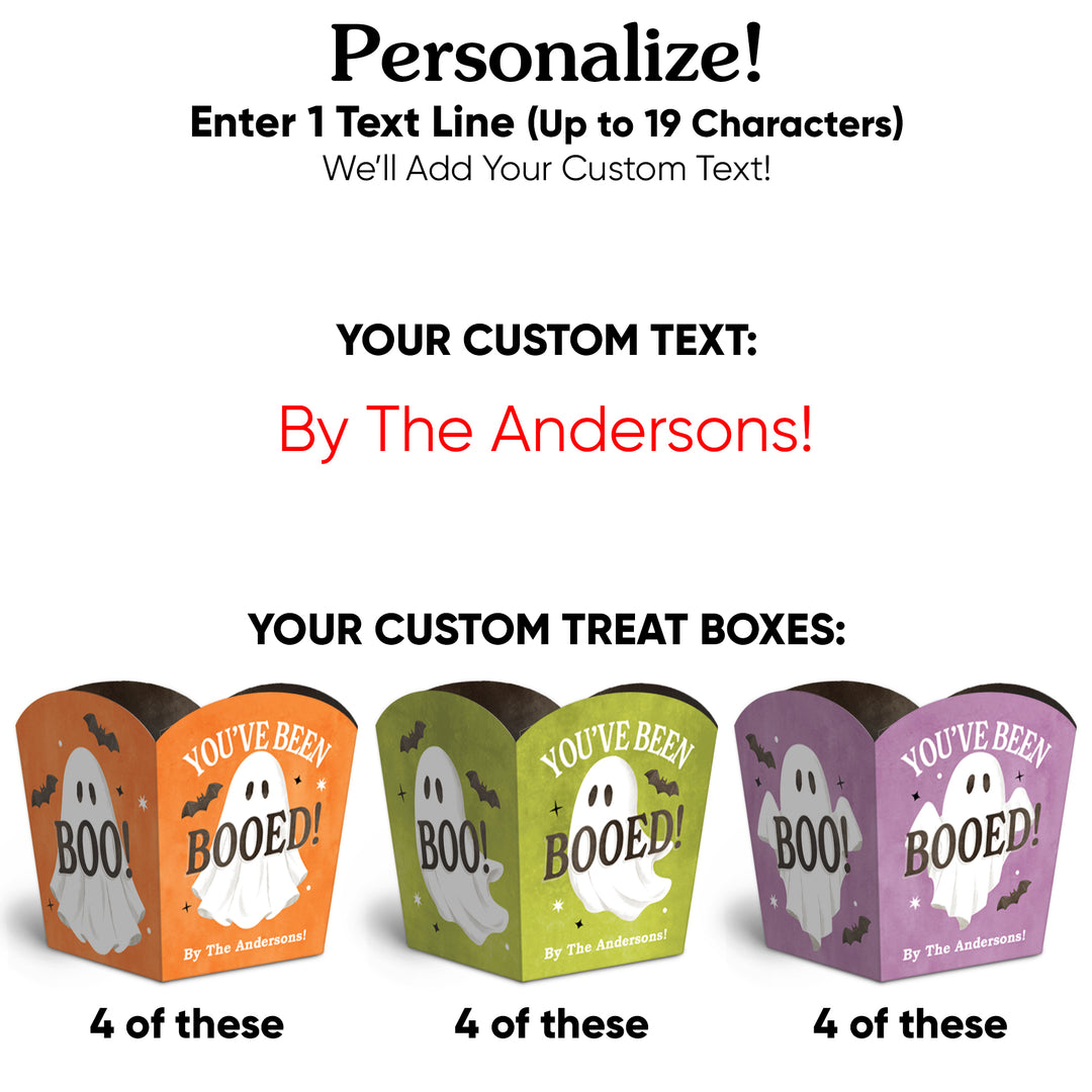 Custom Text Ghostly You've Been Booed Treat Boxes - 12 Ct