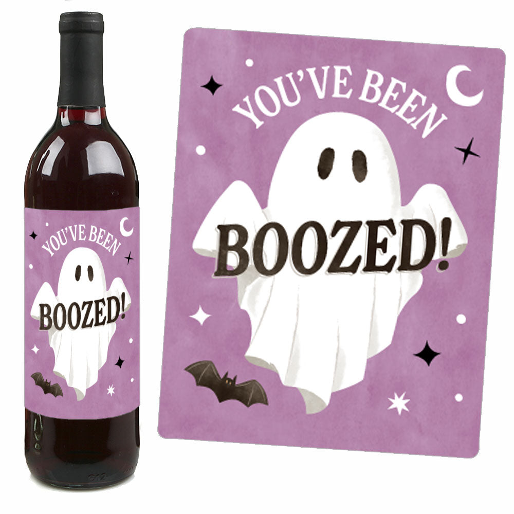 Ghostly You've Been Booed - Wine Bottle Stickers - 4 Ct