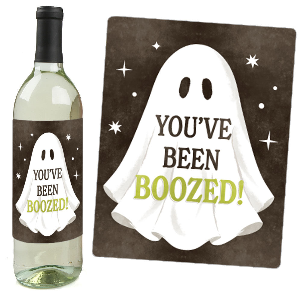 Ghostly You've Been Booed - Wine Bottle Stickers - 4 Ct