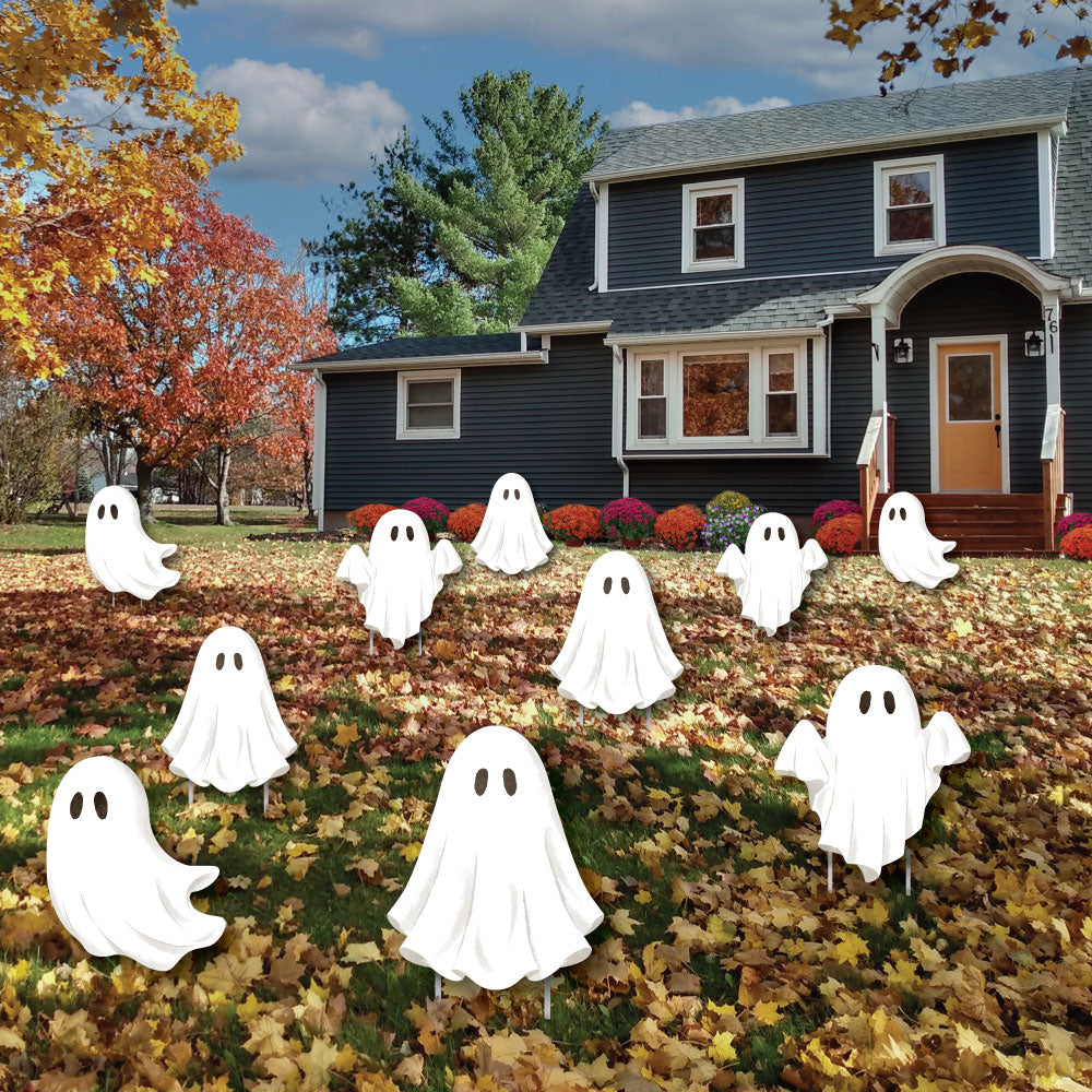 Ghosts Lawn Decorations - 10 Pc