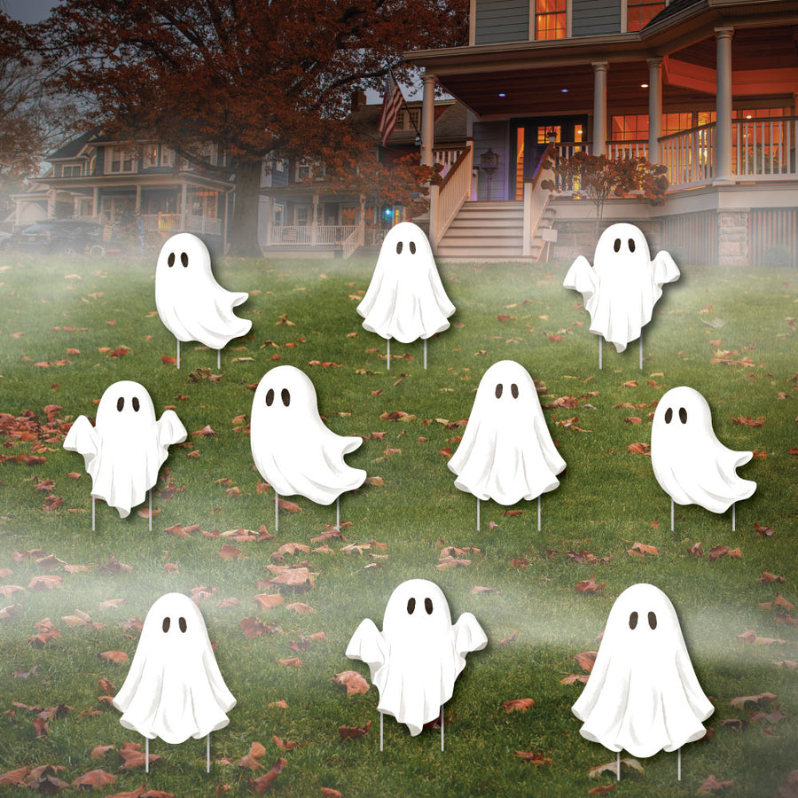 Ghosts Lawn Decorations - 10 Pc