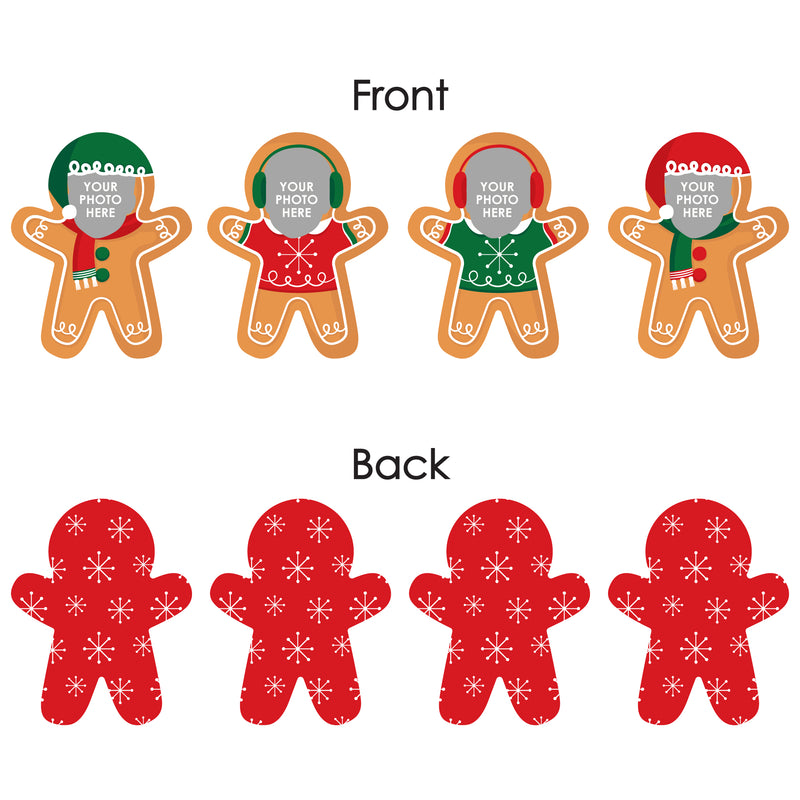 Custom Photo Gingerbread Christmas - Gingerbread Man Holiday Party DIY Shaped Fun Face Cut-Outs - 24 Count