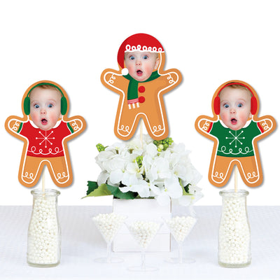 Custom Photo Gingerbread Christmas - Fun Face Decorations DIY Gingerbread Man Holiday Party Essentials - Set of 20