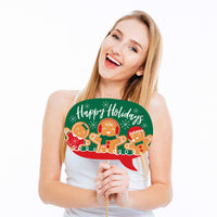 Gingerbread Christmas - Gingerbread Man Holiday Party Photo Booth Props Kit - 20 Count