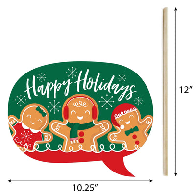 Gingerbread Christmas - Gingerbread Man Holiday Party Photo Booth Props Kit - 20 Count