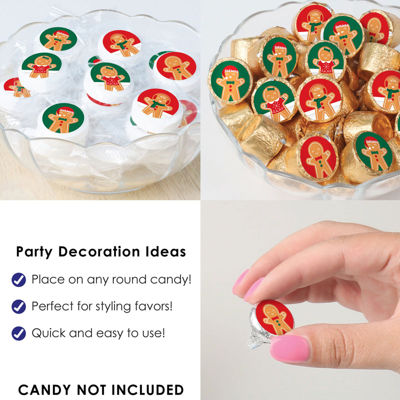 Gingerbread Christmas - Gingerbread Man Holiday Party Small Round Candy Stickers - Party Favor Labels - 324 Count