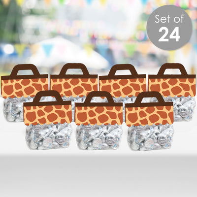 Giraffe Print - DIY Safari Party Clear Goodie Favor Bag Labels - Candy Bags with Toppers - Set of 24