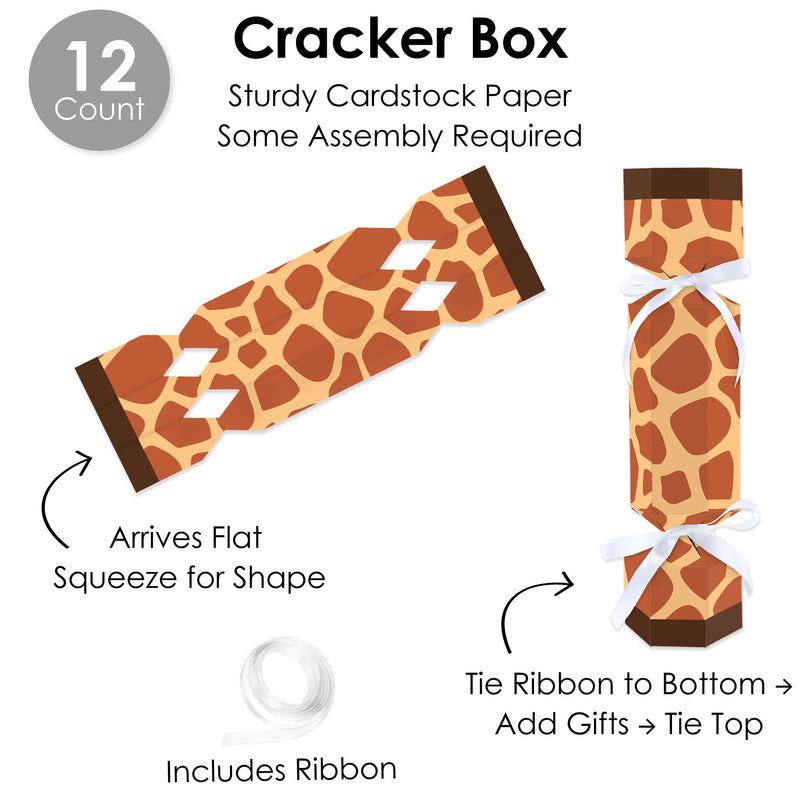 Giraffe Print - No Snap Safari Party Table Favors - DIY Cracker Boxes - Set of 12