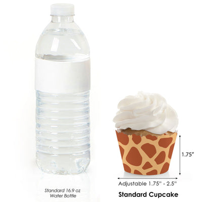 Giraffe Print - Safari Party Decorations - Party Cupcake Wrappers - Set of 12