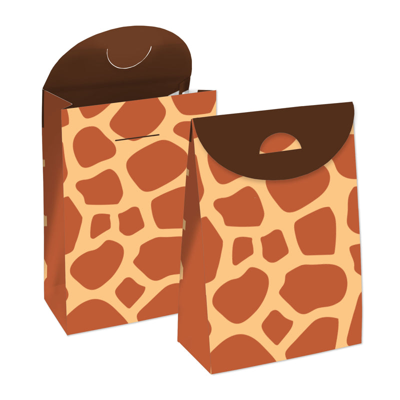 Giraffe Print - Safari Gift Favor Bags - Party Goodie Boxes - Set of 12