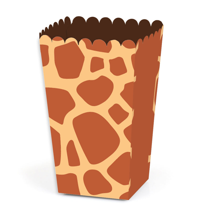 Giraffe Print - Safari Party Favor Popcorn Treat Boxes - Set of 12