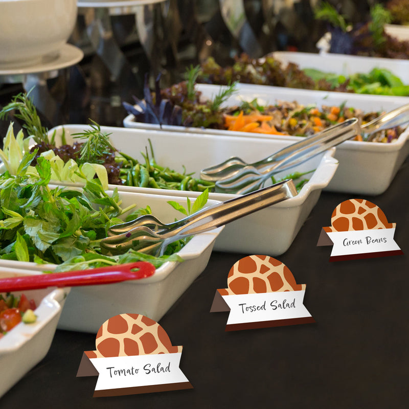 Giraffe Print - Safari Party Tent Buffet Card - Table Setting Name Place Cards - Set of 24