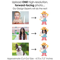 Custom Photo Girl Farm Animals - Fun Face Decorations DIY Pink Barnyard Birthday Party Essentials - Set of 20