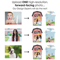 Custom Photo Girl Farm Animals - Pink Barnyard Birthday Party Fun Face Shaped Fill-In Invitation Cards with Envelopes - Set of 12