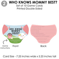 Girl Farm Animals - 4 Pink Barnyard Baby Shower Games - 10 Cards Each - Who Knows Mommy Best, Mommy or Daddy Quiz, What’s in Your Purse and Oh Baby - Gamerific Bundle