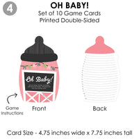 Girl Farm Animals - 4 Pink Barnyard Baby Shower Games - 10 Cards Each - Who Knows Mommy Best, Mommy or Daddy Quiz, What’s in Your Purse and Oh Baby - Gamerific Bundle