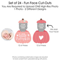 Custom Photo Girl Little Pumpkin - Fall Birthday Party DIY Shaped Fun Face Cut-Outs - 24 Count