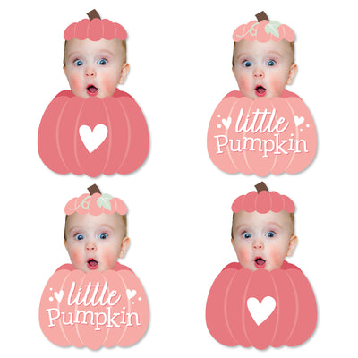 Custom Photo Girl Little Pumpkin - Fall Birthday Party DIY Shaped Fun Face Cut-Outs - 24 Count