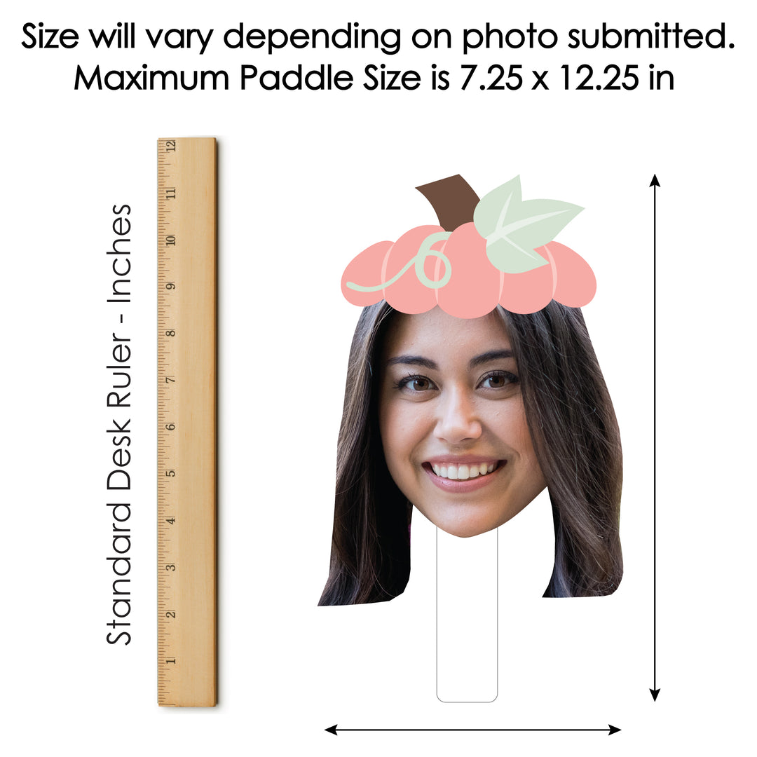 Custom Photo Girl Little Pumpkin - Fall Birthday Party Head Cut Out Photo Booth and Fan Props - Fun Face Cutout Paddles - Set of 6