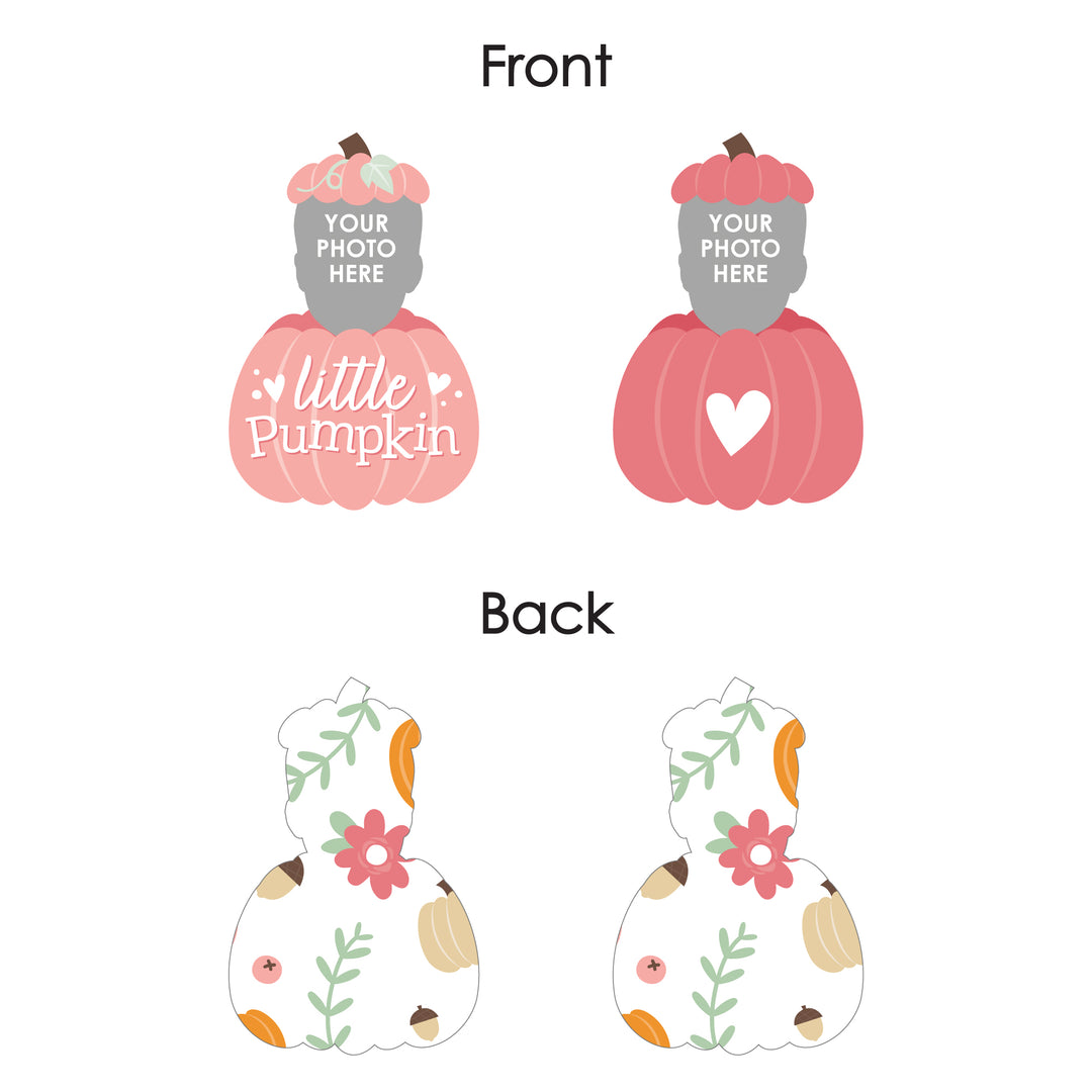 Custom Photo Girl Little Pumpkin - Fall Birthday Party Fun Face Paper Straw Decor - Set of 24