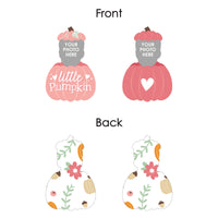 Custom Photo Girl Little Pumpkin - Fall Birthday Party Fun Face Paper Straw Decor - Set of 24