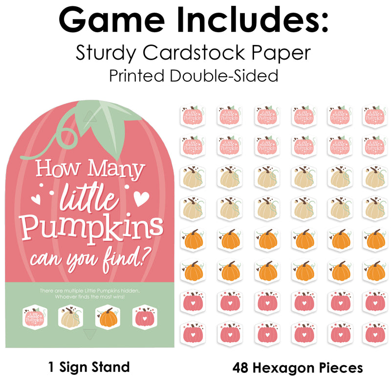 Girl Little Pumpkin - Fall Birthday Party or Baby Shower Scavenger Hunt - 1 Stand and 48 Game Pieces - Hide and Find Game