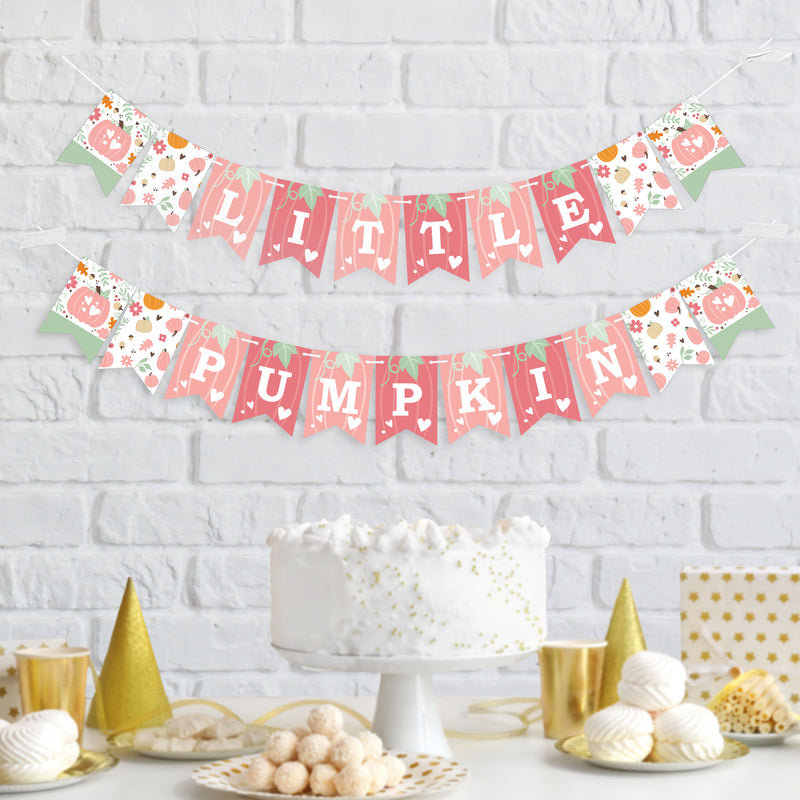 Girl Little Pumpkin - Fall Birthday Party or Baby Shower Mini Pennant Banner