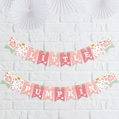 Girl Little Pumpkin - Fall Birthday Party or Baby Shower Mini Pennant Banner