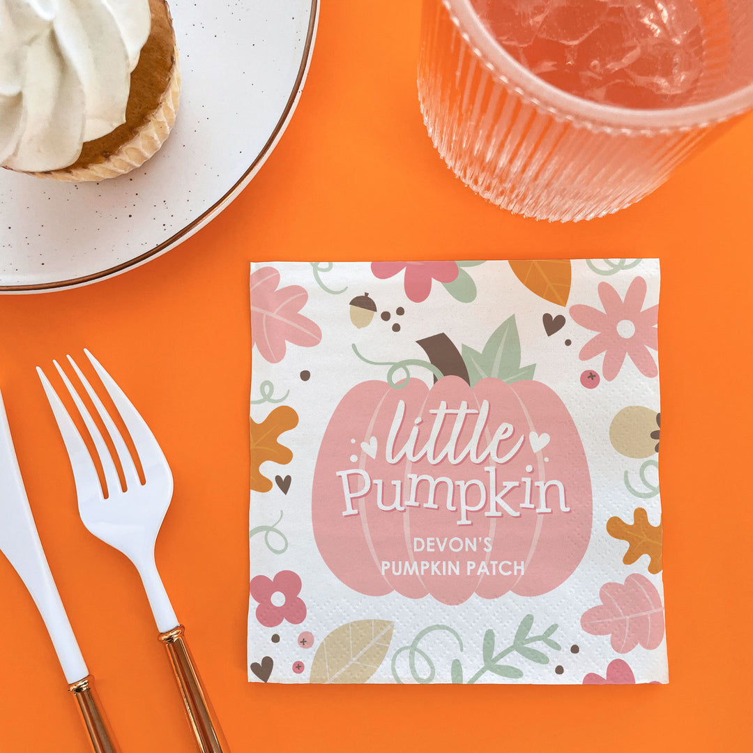 Custom Text Napkins - Girl Little Pumpkin