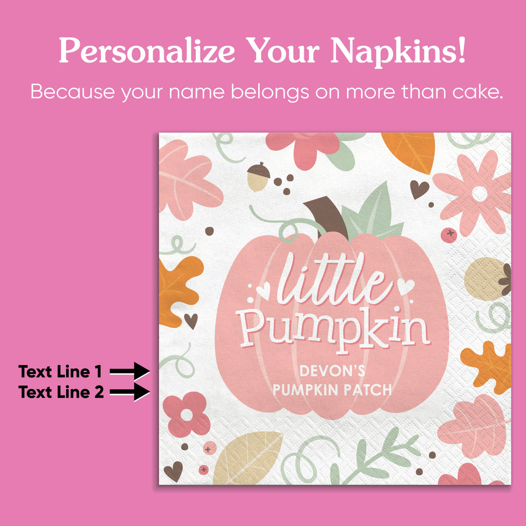Custom Text Napkins - Girl Little Pumpkin