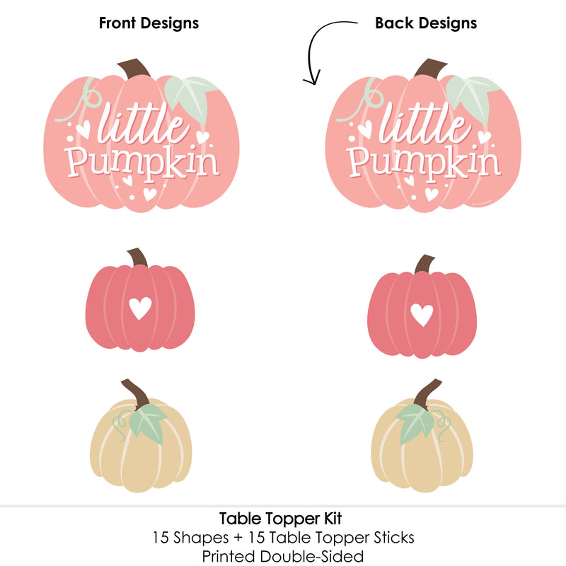 Girl Little Pumpkin - Fall Birthday Party or Baby Shower Centerpiece Sticks - Table Toppers - Set of 15