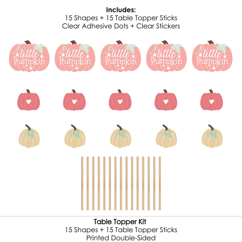 Girl Little Pumpkin - Fall Birthday Party or Baby Shower Centerpiece Sticks - Table Toppers - Set of 15