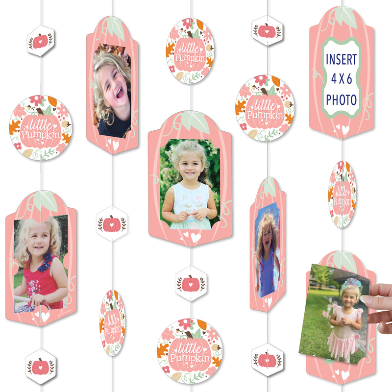 Girl Little Pumpkin - Fall Birthday Party or Baby Shower Vertical Photo Garland 35 Pieces