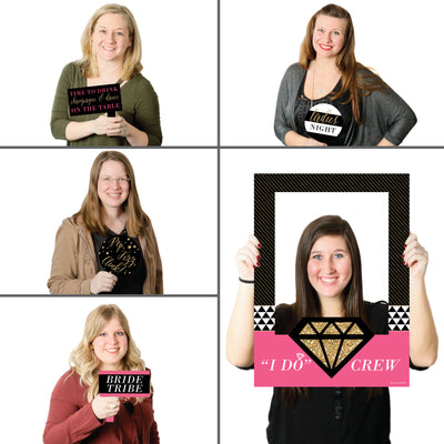 Girls Night Out - Bachelorette Party Selfie Photo Booth Picture Frame & Props - Printed on Sturdy Material