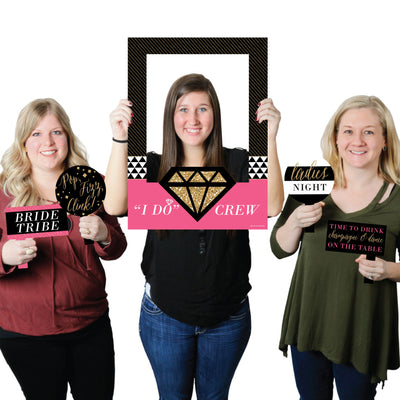 Girls Night Out - Bachelorette Party Selfie Photo Booth Picture Frame & Props - Printed on Sturdy Material