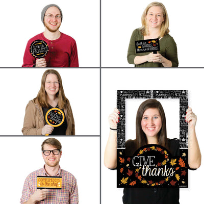 Give Thanks - Thanksgiving Party Photo Booth Picture Frame and Props - Printed on Sturdy Material
