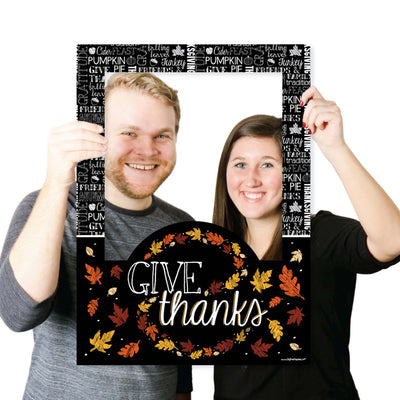 Give Thanks - Thanksgiving Party Photo Booth Picture Frame and Props - Printed on Sturdy Material