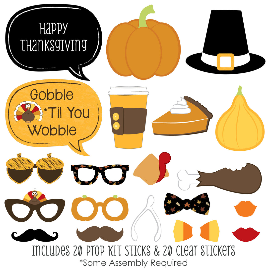 Give Thanks - Thanksgiving Party Photo Booth Props Kit - 20 Count