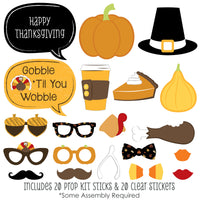 Give Thanks - Thanksgiving Party Photo Booth Props Kit - 20 Count
