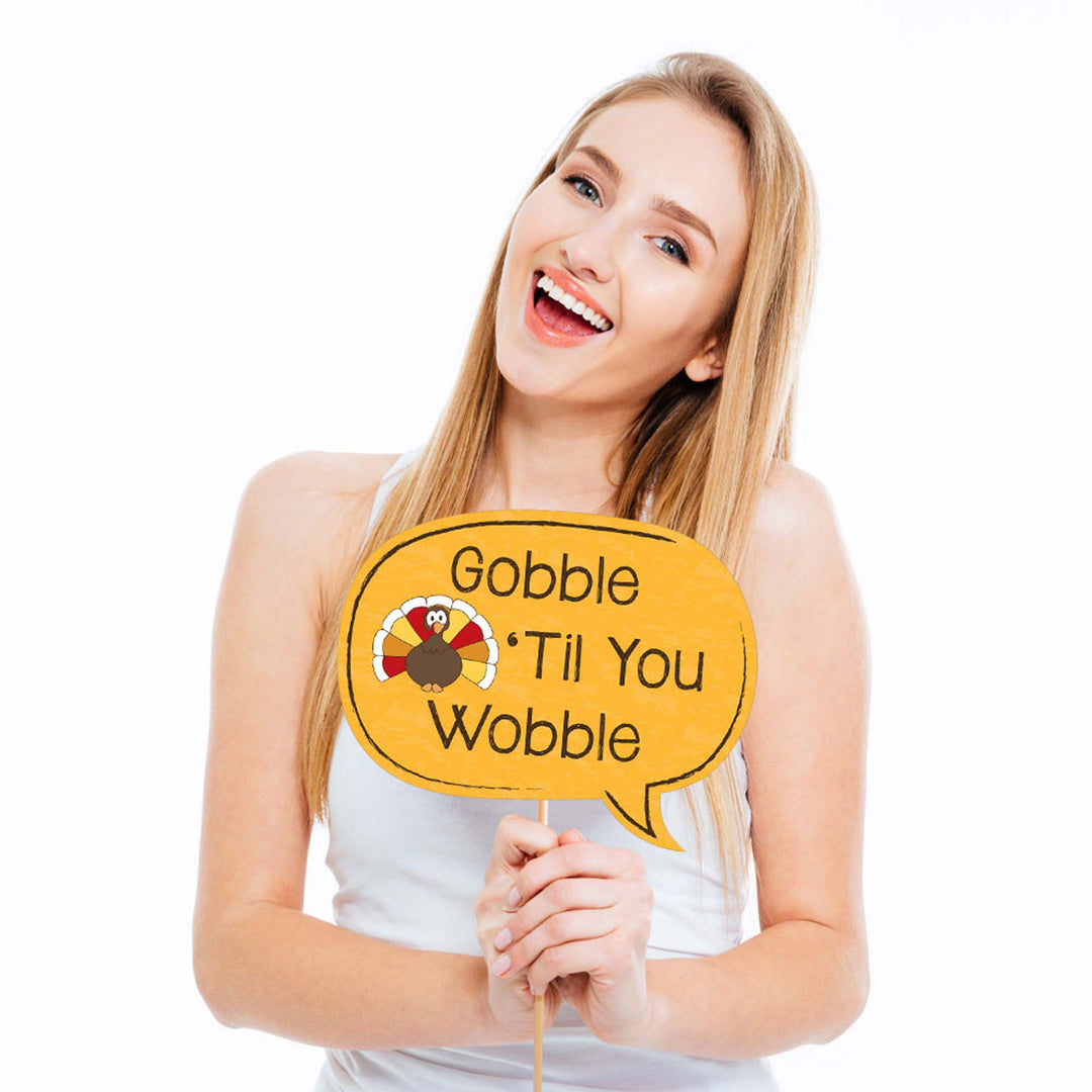 Give Thanks - Thanksgiving Party Photo Booth Props Kit - 20 Count