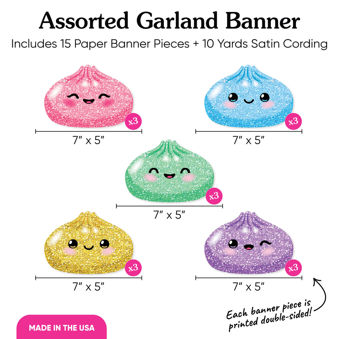 Glitter Dumplings Garland Banner - 15 Pc